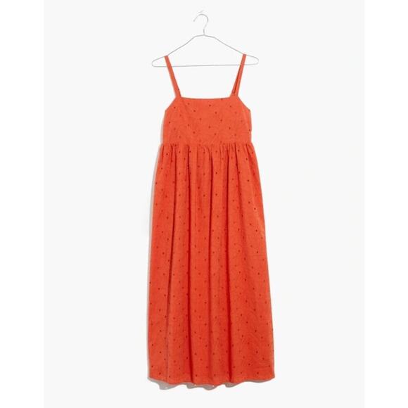 Madewell Eyelet Summertime Cami Midi Dress Orange Size M - Picture 5 of 8
